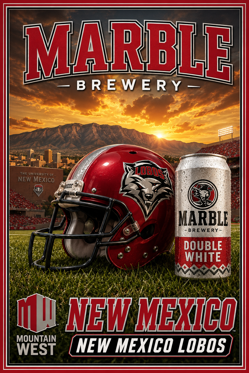 Marble Brewery New Mexico Lobos Football Poster