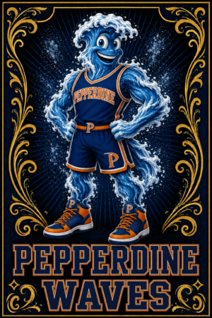 Pepperdine Waves Cartoon Water Mascot Wall Art