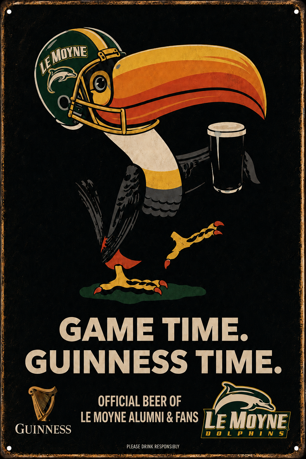 Le Moyne Dolphins Game Time Guinness-Style Wall Sign