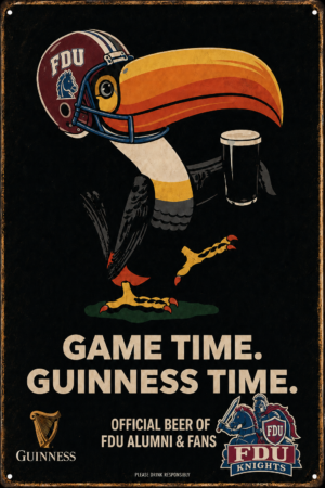 FDU Knights Guinness Football Game Time Metal-Style Sign