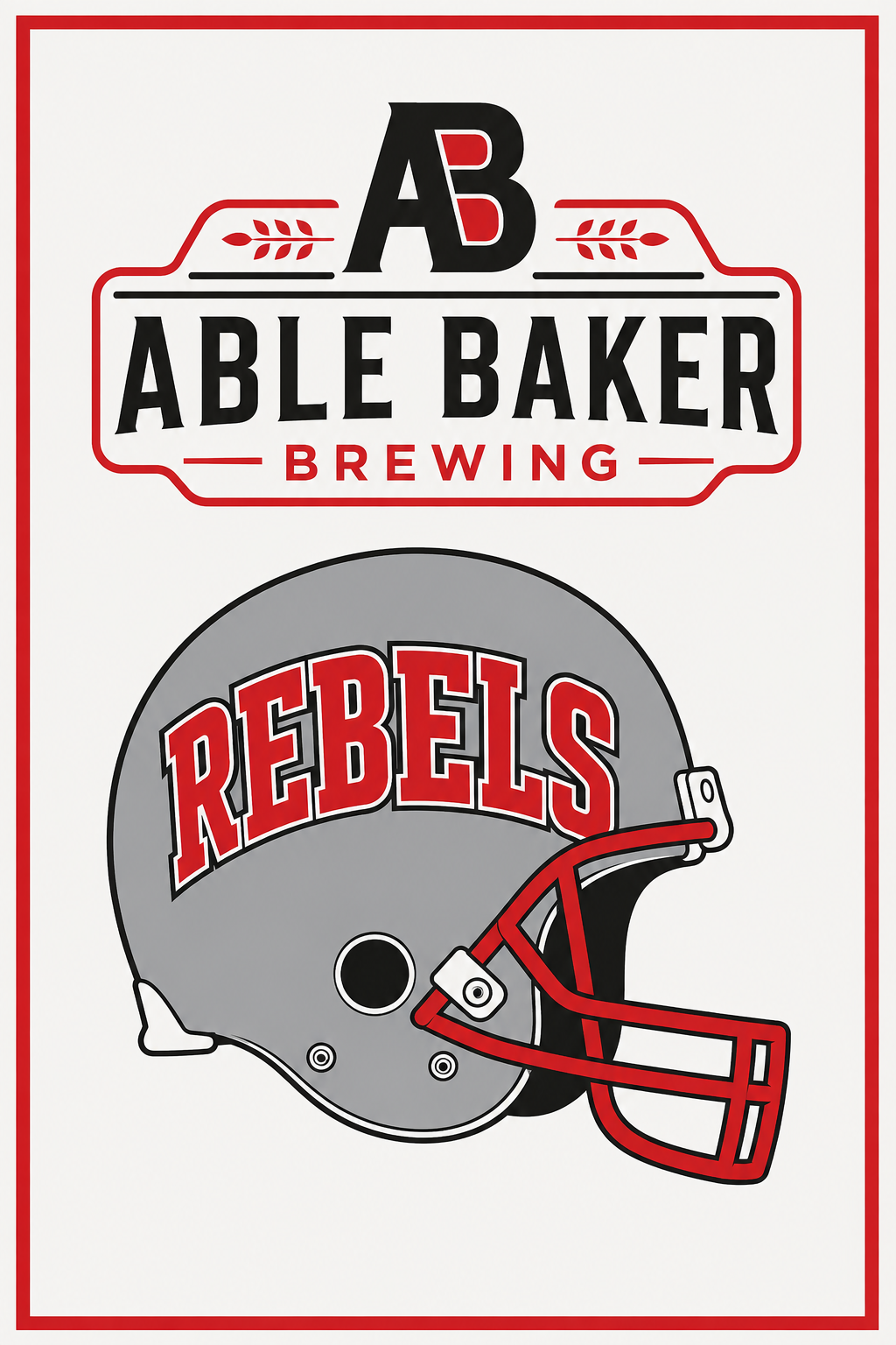 Able Baker Brewing Rebels Football Helmet Wall Art