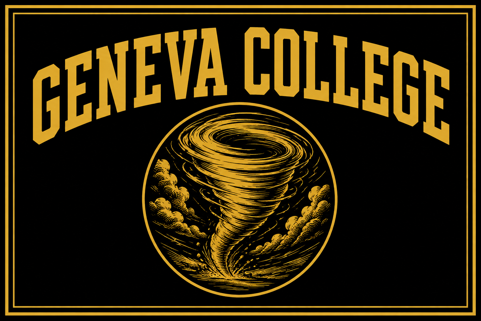 Geneva College Tornado Black and Gold Wall Art