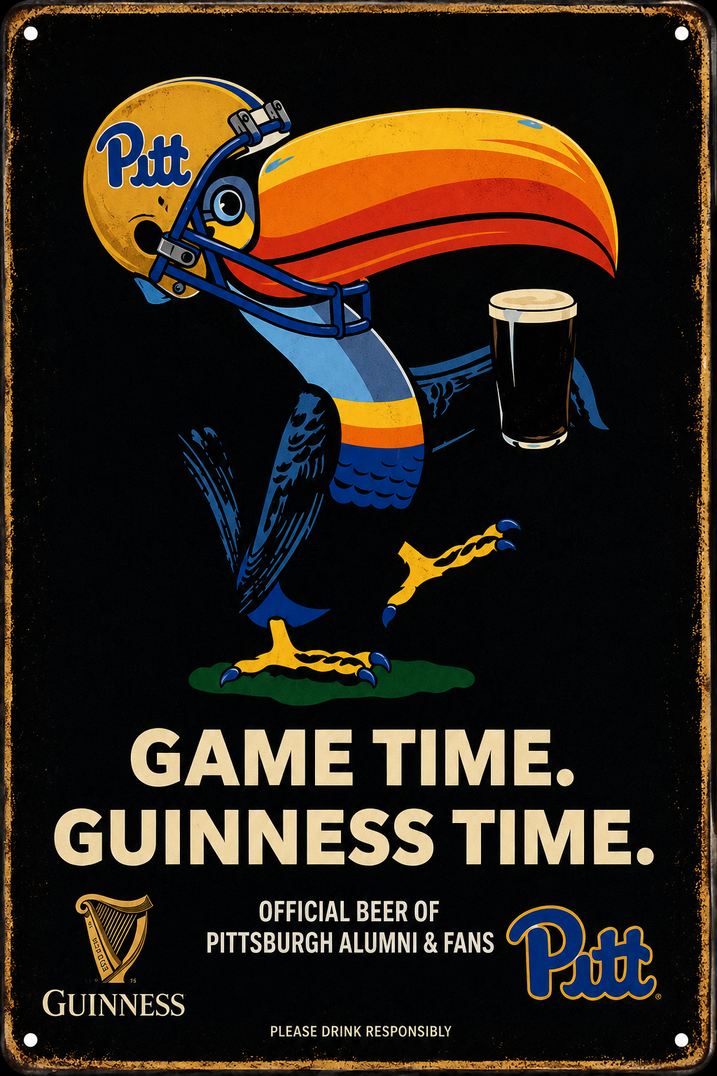 Pitt Game Time Guinness-Style Metal Sign