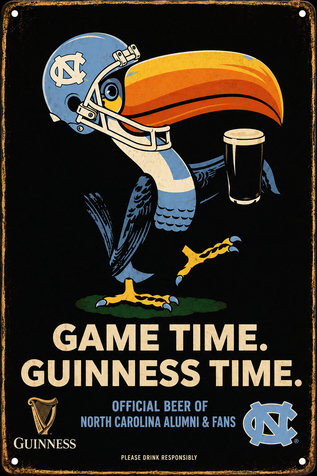 Guinness Game Time North Carolina Football Wall Sign