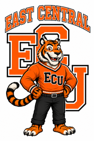 East Central Tiger Mascot Orange and Black Graphic