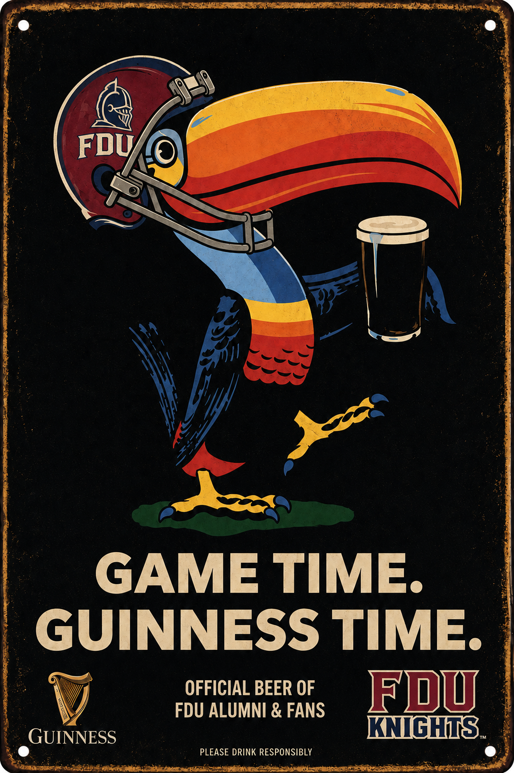 FDU Knights Guinness-Themed Game Time Wall Sign