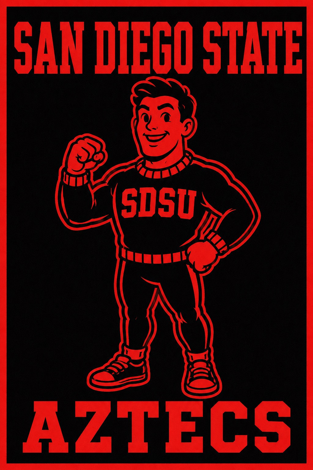 San Diego State Aztecs Red and Black Retro-Style Wall Art