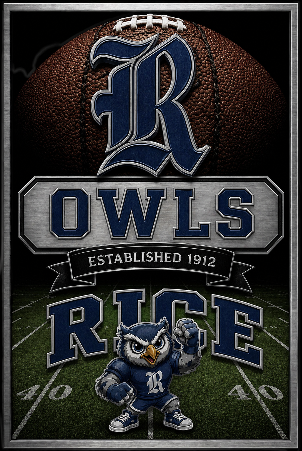 Owls Football Established 1912 Framed Wall Art