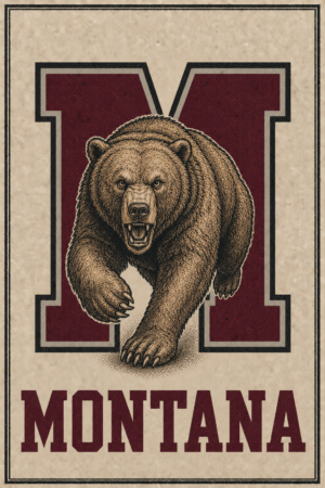 Montana Bear Vintage-Style Printed Wall Art