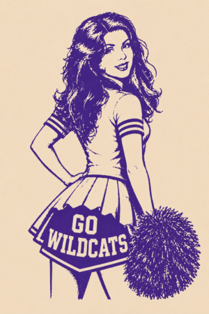Go Wildcats Cheerleader Graphic Print