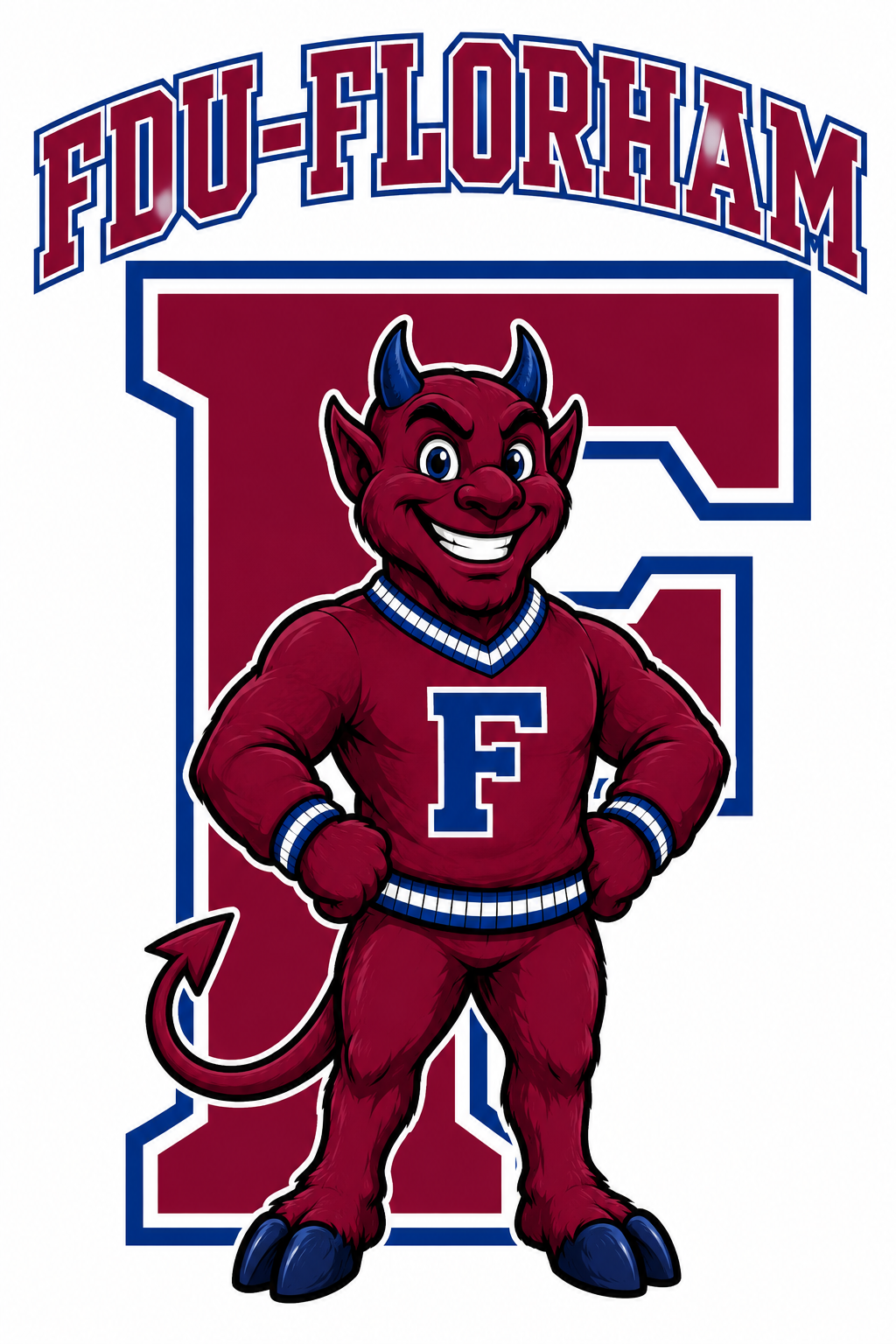 Red Devil Mascot Collegiate-Style FU-FLORAM Graphic