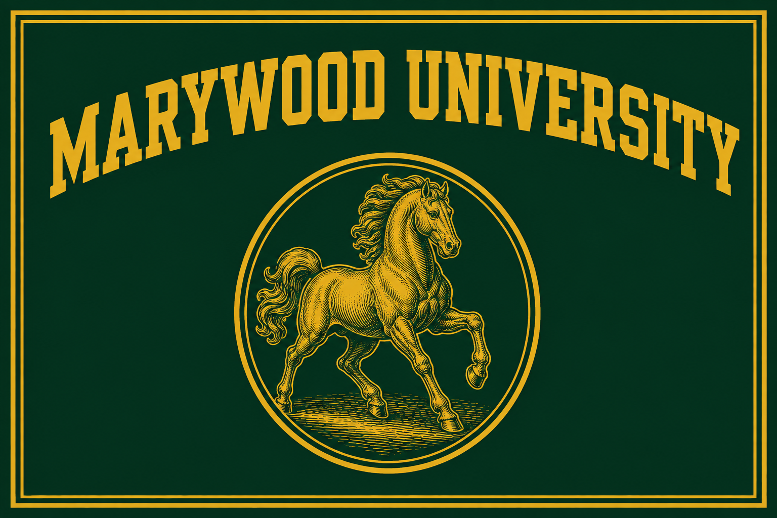 Marywood University Green and Gold Horse Emblem Wall Art