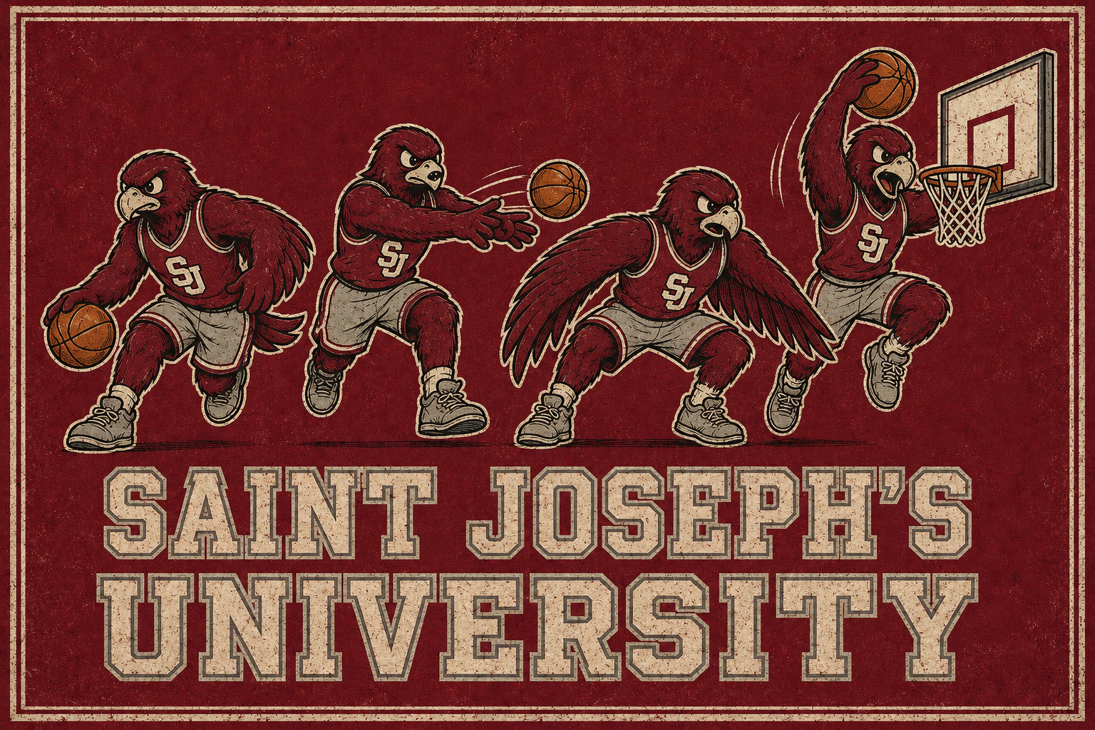 Saint Joseph’s University Basketball Bird Mascot Wall Art