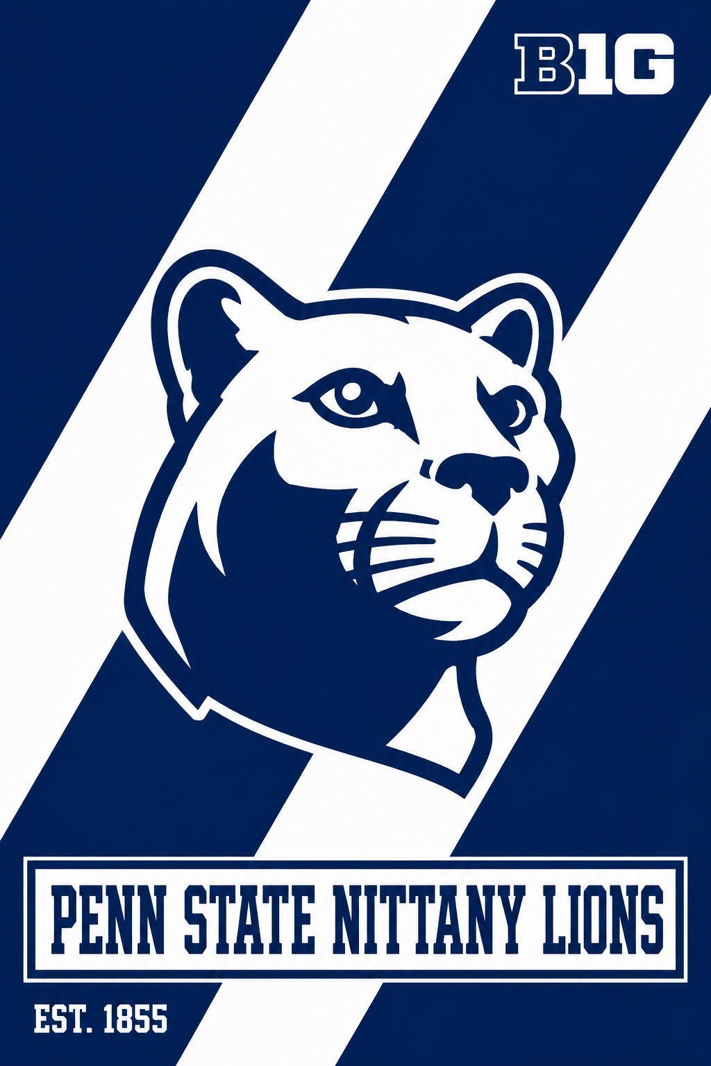 Penn State Nittany Lions Navy and White Graphic Wall Art