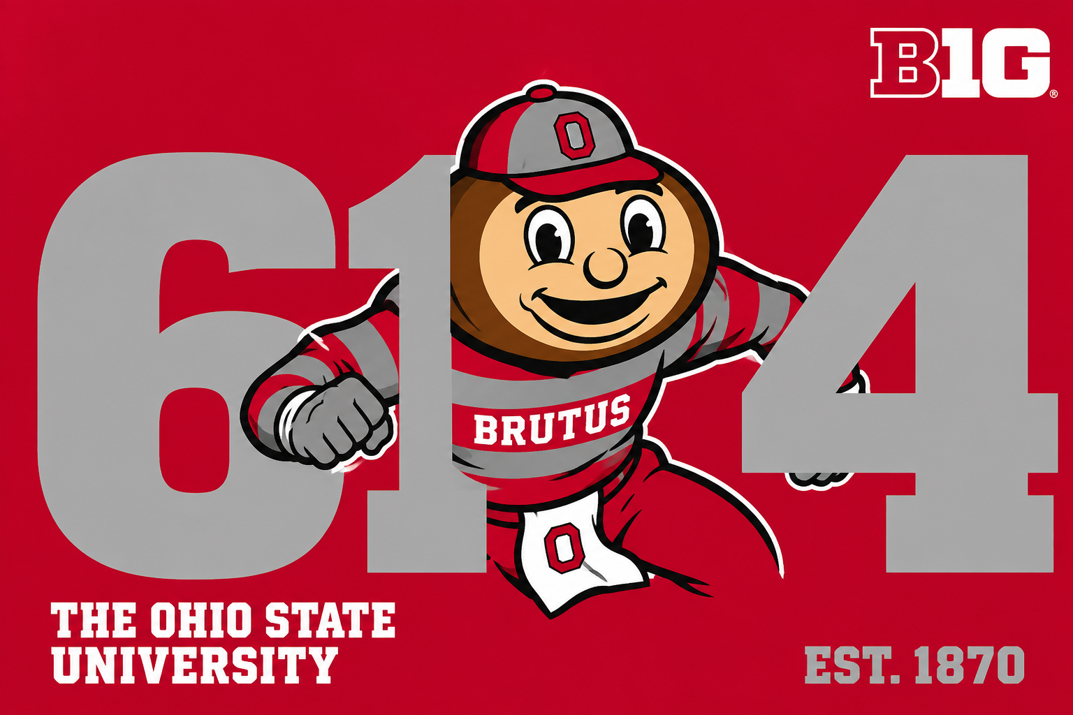 Ohio State Brutus 614 Red and Gray Wall Art Print