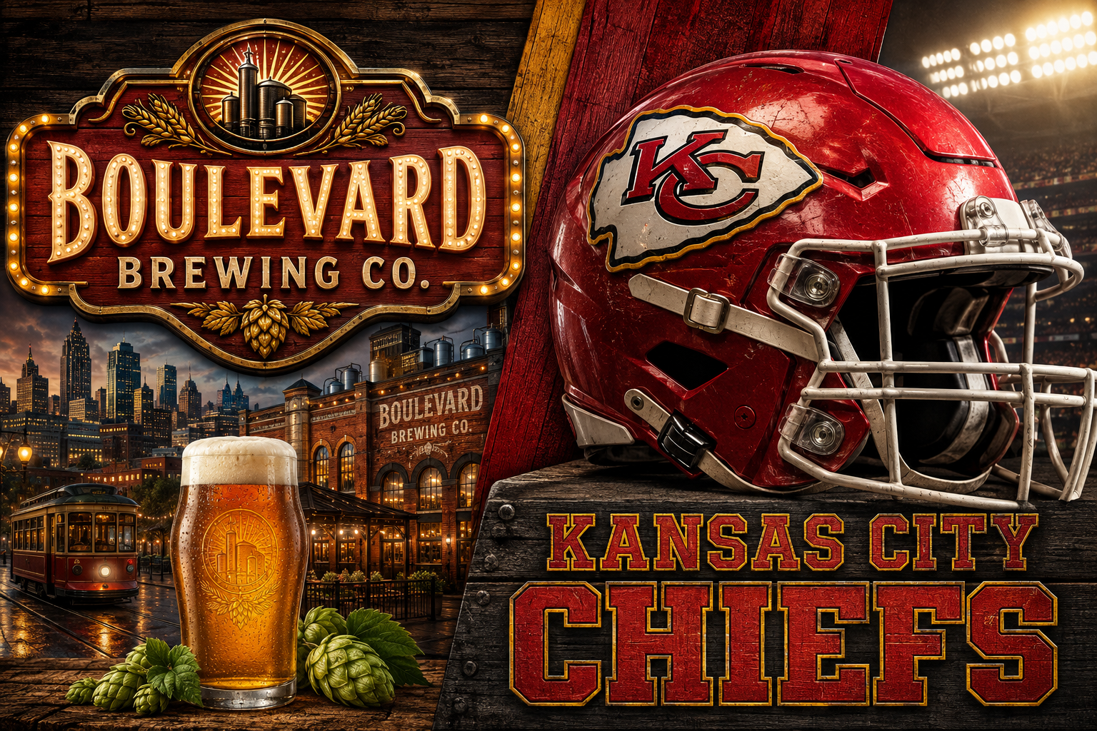 Kansas City Brewery and Football Themed Wall Art