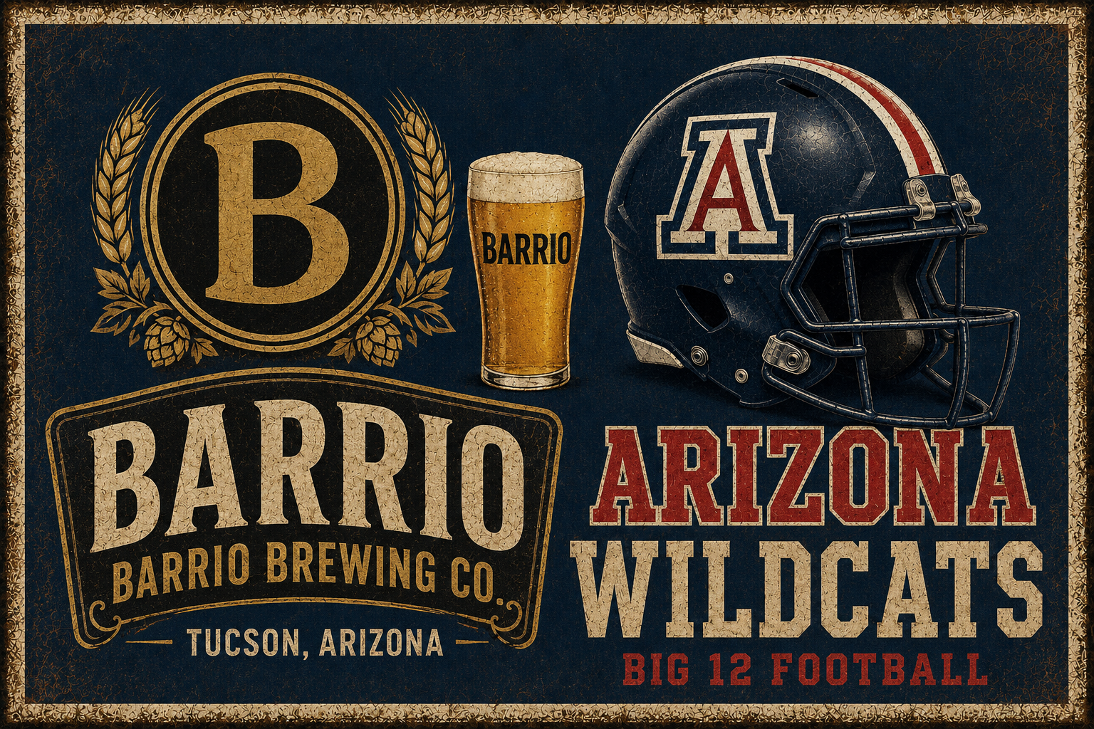 Barrio Brewing Tucson Arizona Wildcats Football Wall Art