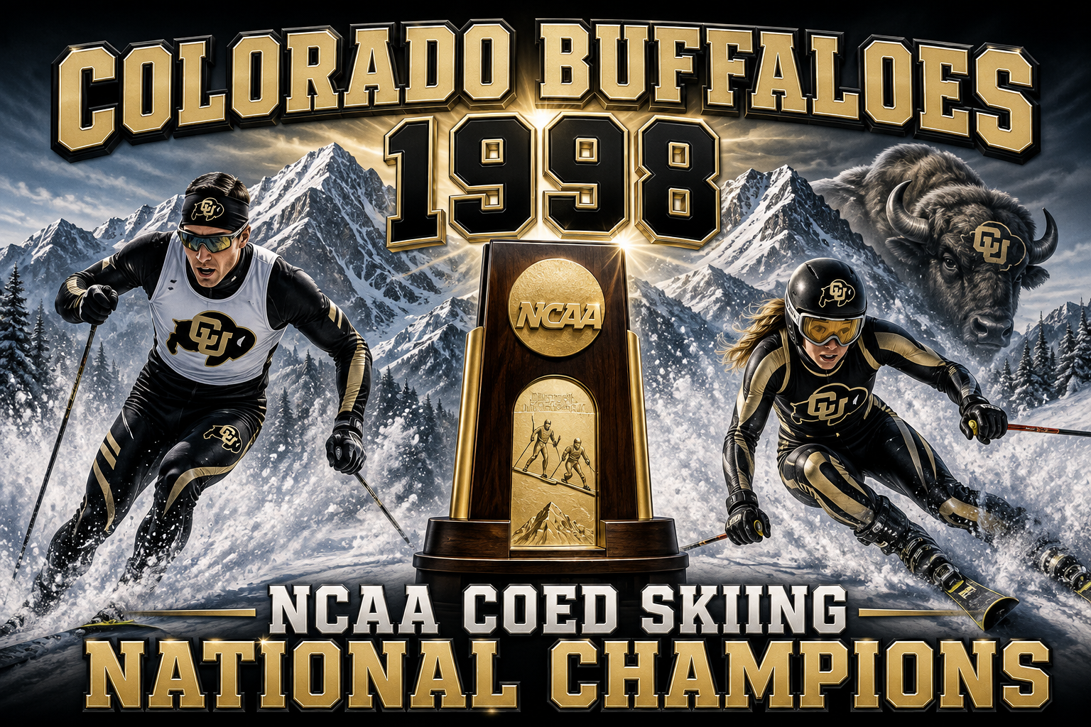 Colorado Buffaloes 1998 Skiing National Champions Poster