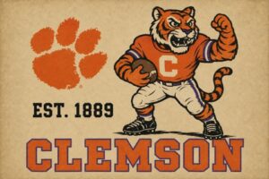 Vintage-Style Clemson Tiger EST. 1889 Graphic Wall Art