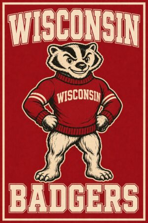 Wisconsin Badgers Vintage-Style Badger Wall Art