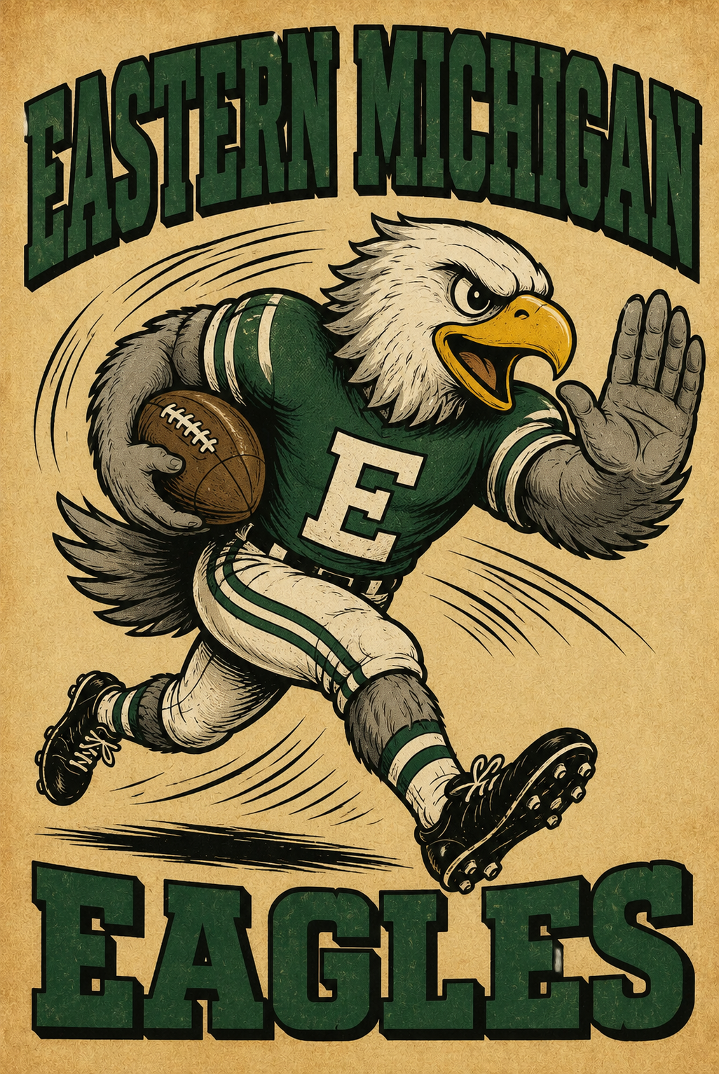 Eastern Michigan Eagles Football Retro Wall Art
