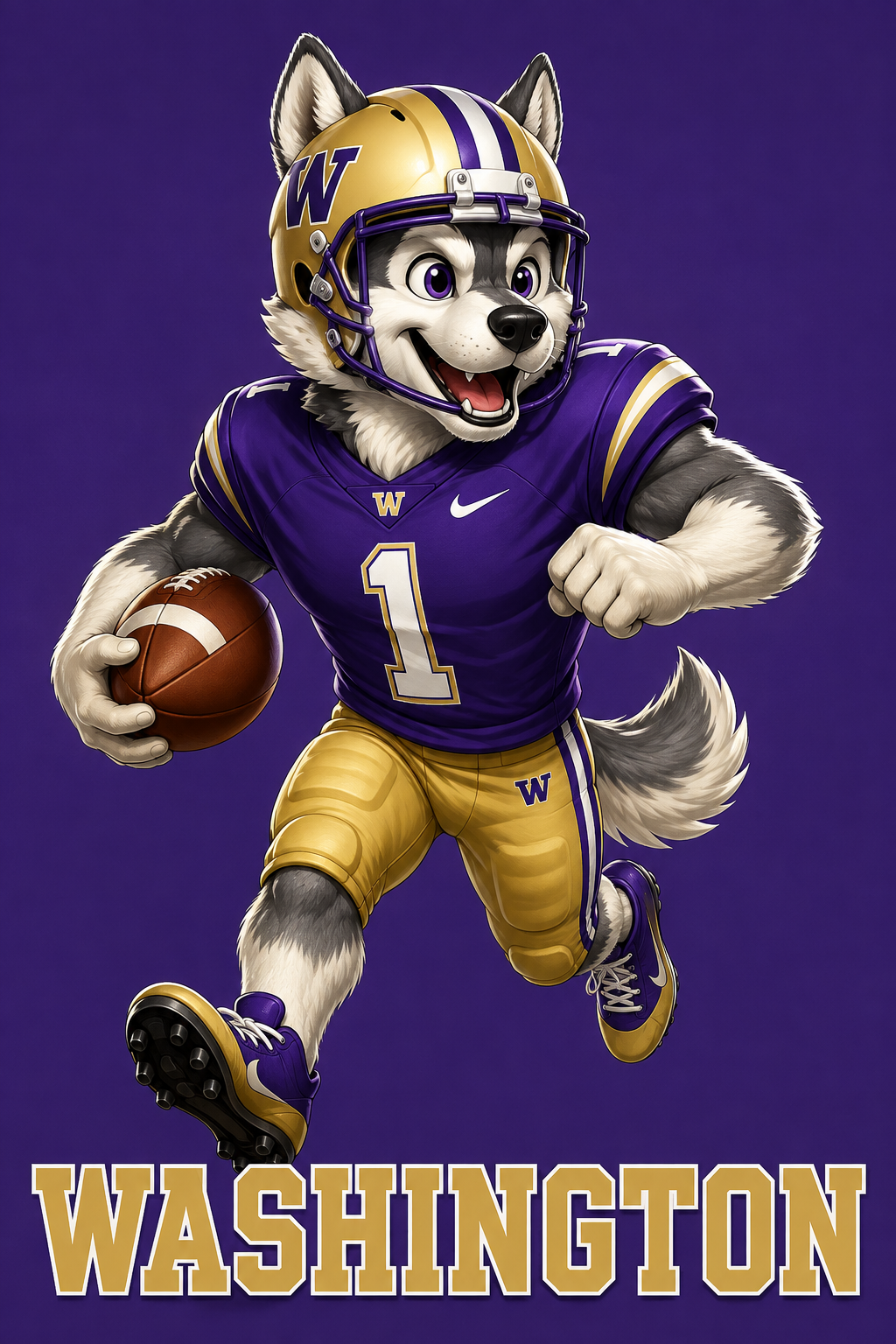 Washington Purple and Gold Husky Football Artwork