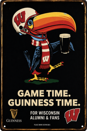 Guinness Wisconsin Badger Game Time Decorative Metal Sign