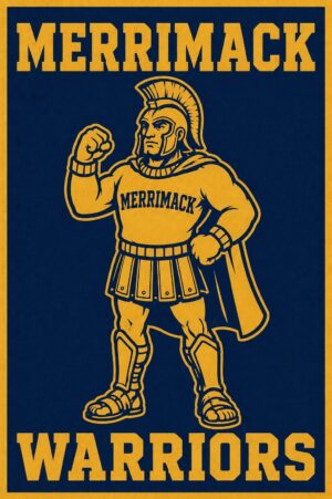 Merrimack Warriors Spartan Warrior Navy and Gold Wall Art