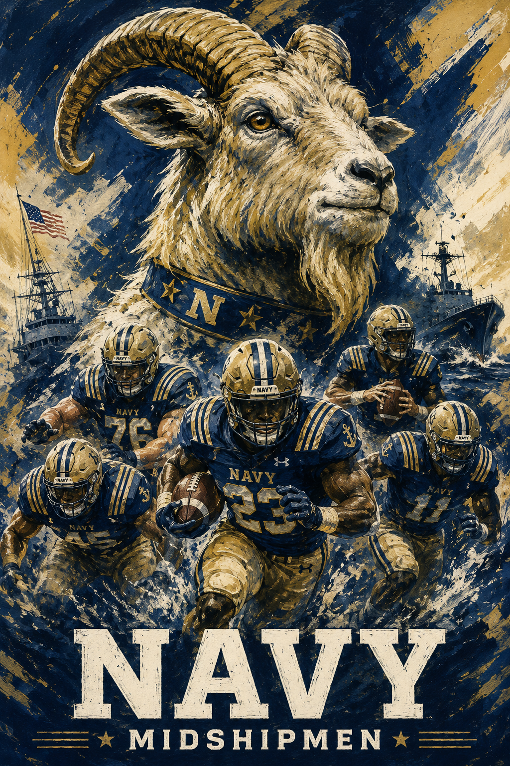 Navy Midshipmen Ram Football Maritime Poster