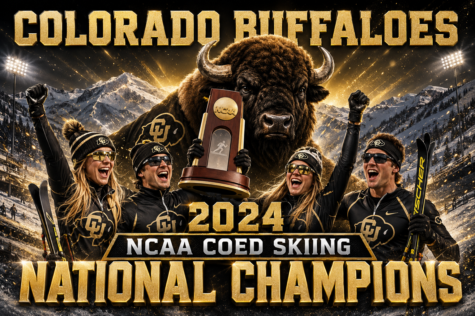 Colorado Buffaloes 2024 Coed Skiing National Champions Wall Art