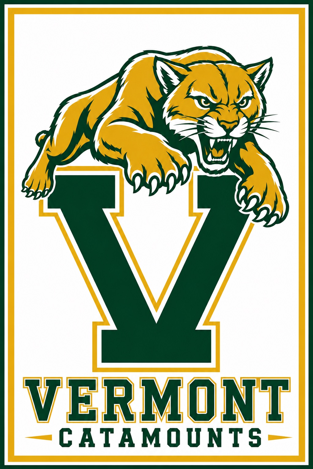 Vermont Catamounts Wildcat Letter V Poster