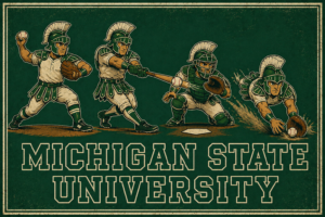 Michigan State University Spartan Baseball Vintage-Style Wall Art