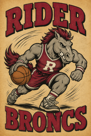 Rider Broncs Basketball Horse Graphic Wall Art