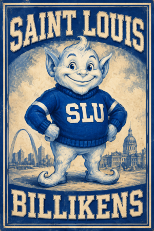 Saint Louis Billikens Mascot Vintage-Style Wall Art