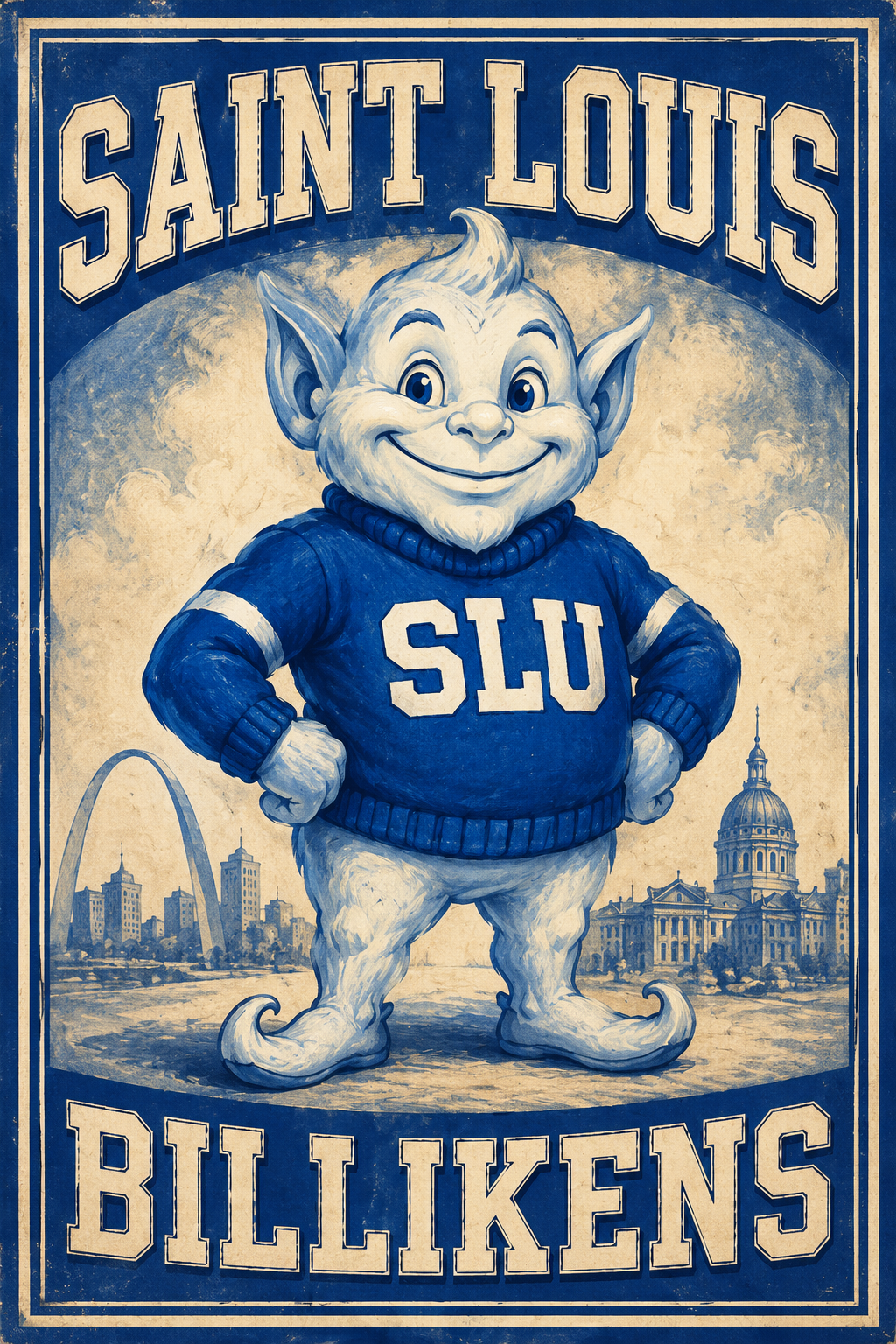 Saint Louis Billikens Mascot Vintage-Style Wall Art