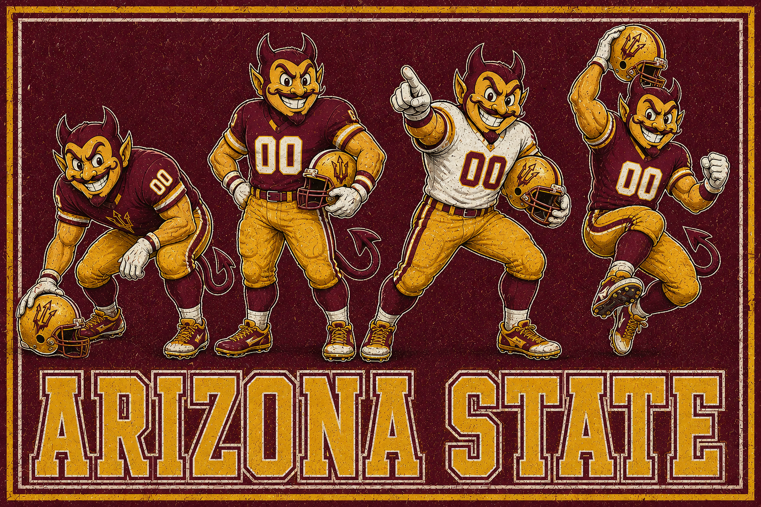 Arizona State Football Devils Vintage-Style Wall Art