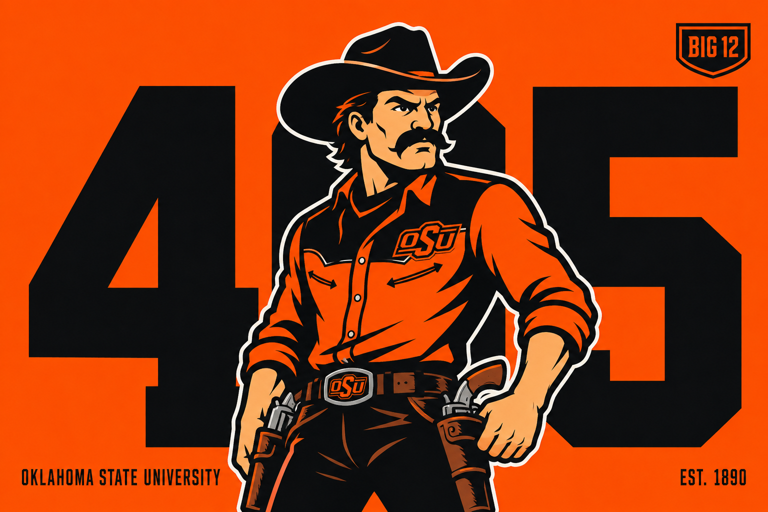 Oklahoma State Cowboy Orange and Black Wall Art