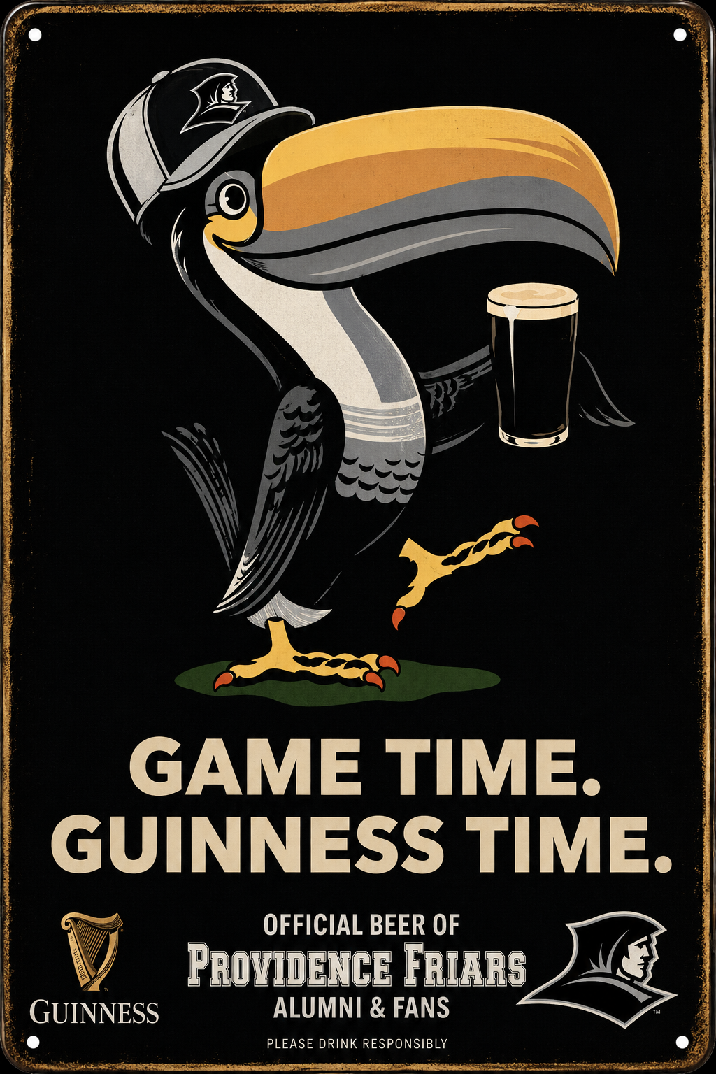 Guinness Game Time Providence Friars Pelican Sign