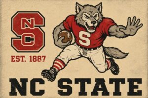 NC State Wolfpack Football Retro Graphic Wall Art