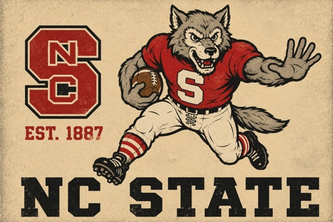 NC State Wolfpack Football Retro Graphic Wall Art