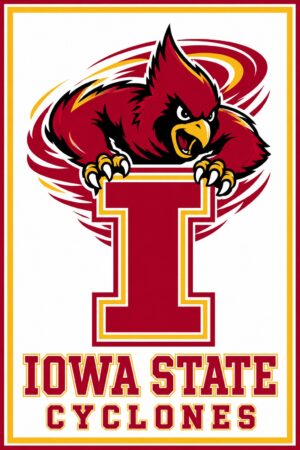 Iowa State Cyclones Cardinal Bird Block I Wall Art