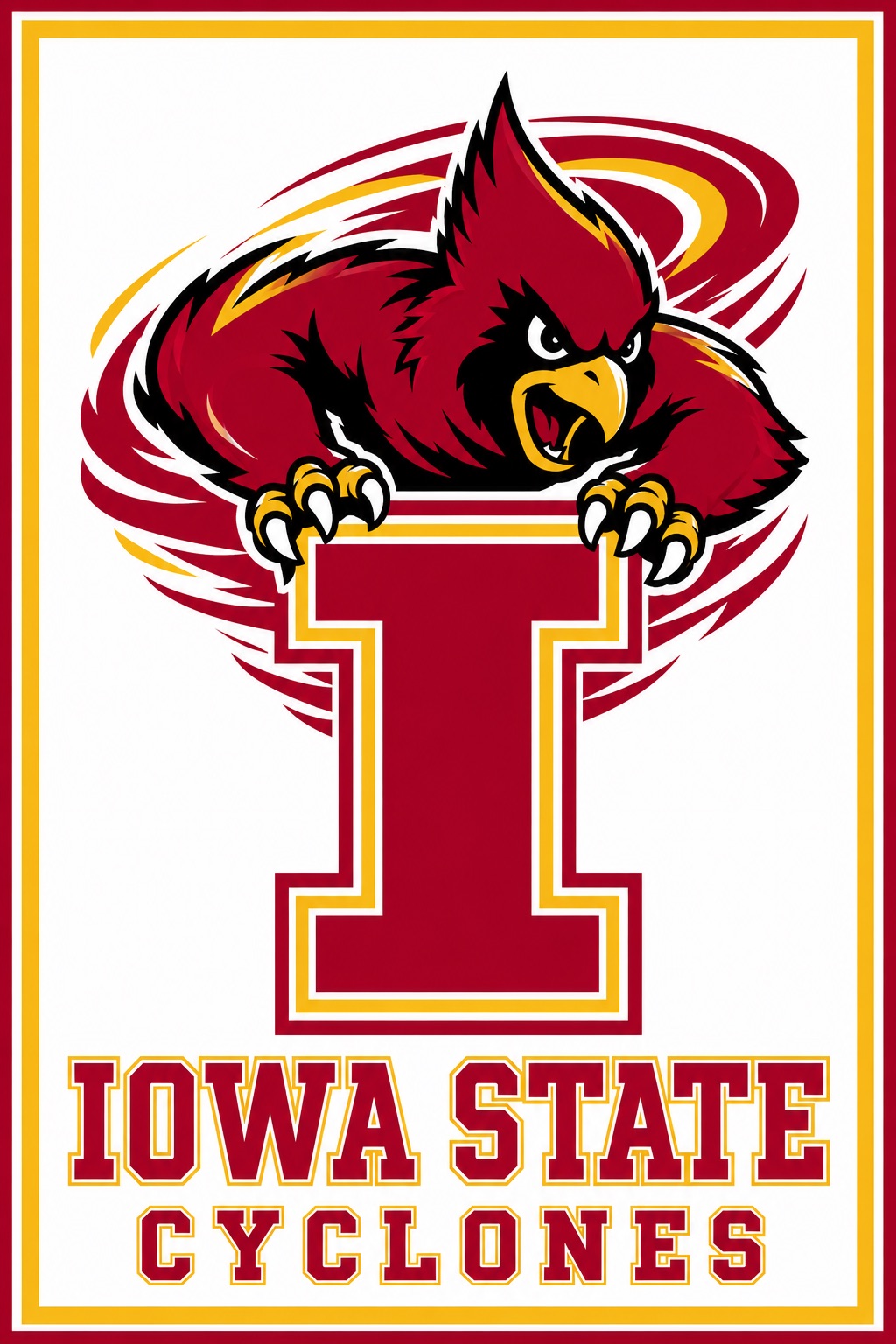 Iowa State Cyclones Cardinal Bird Block I Wall Art