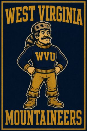 West Virginia Mountaineers Navy and Gold Mascot Wall Art