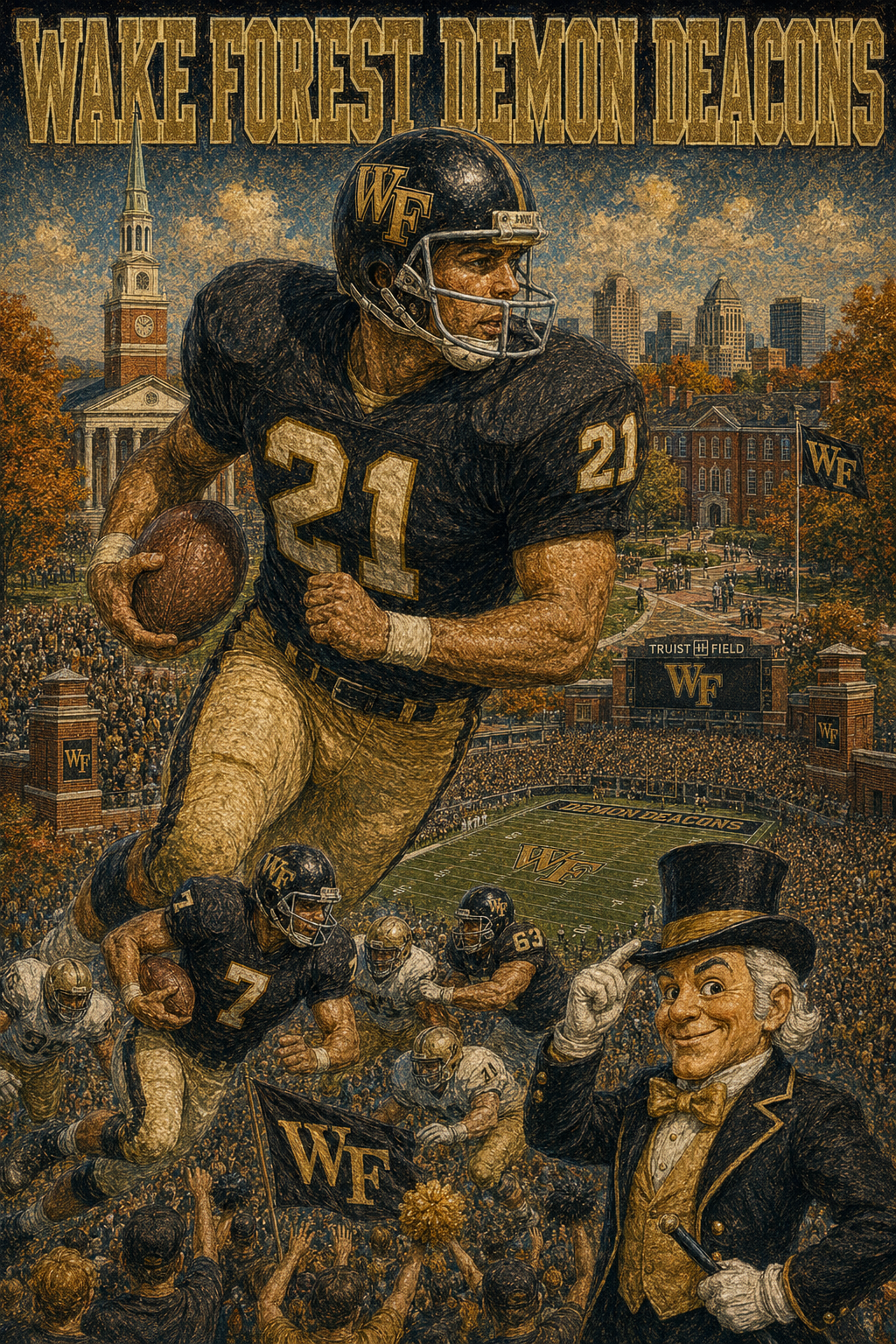 Wake Forest Demon Deacons Vintage-Style Football Wall Art