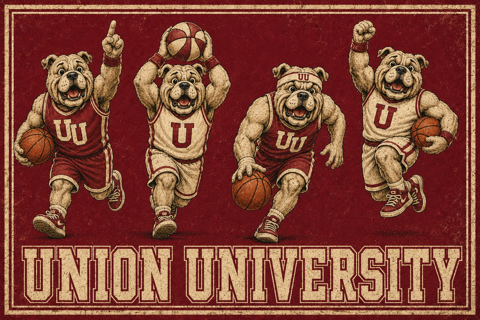 Union University Bulldog Basketball Vintage-Style Wall Art