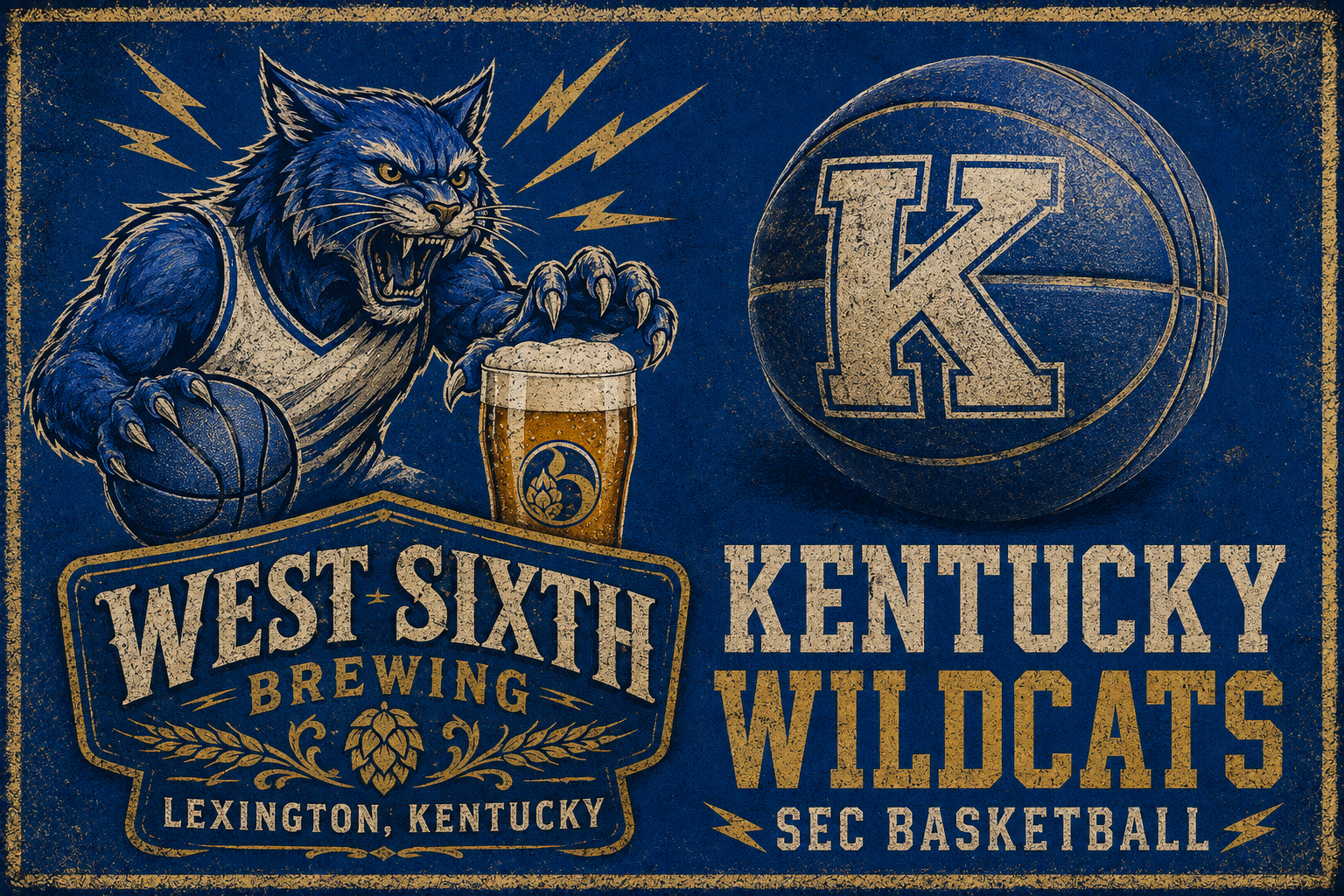 West Sixth Brewing Kentucky Wildcats Basketball Wall Art