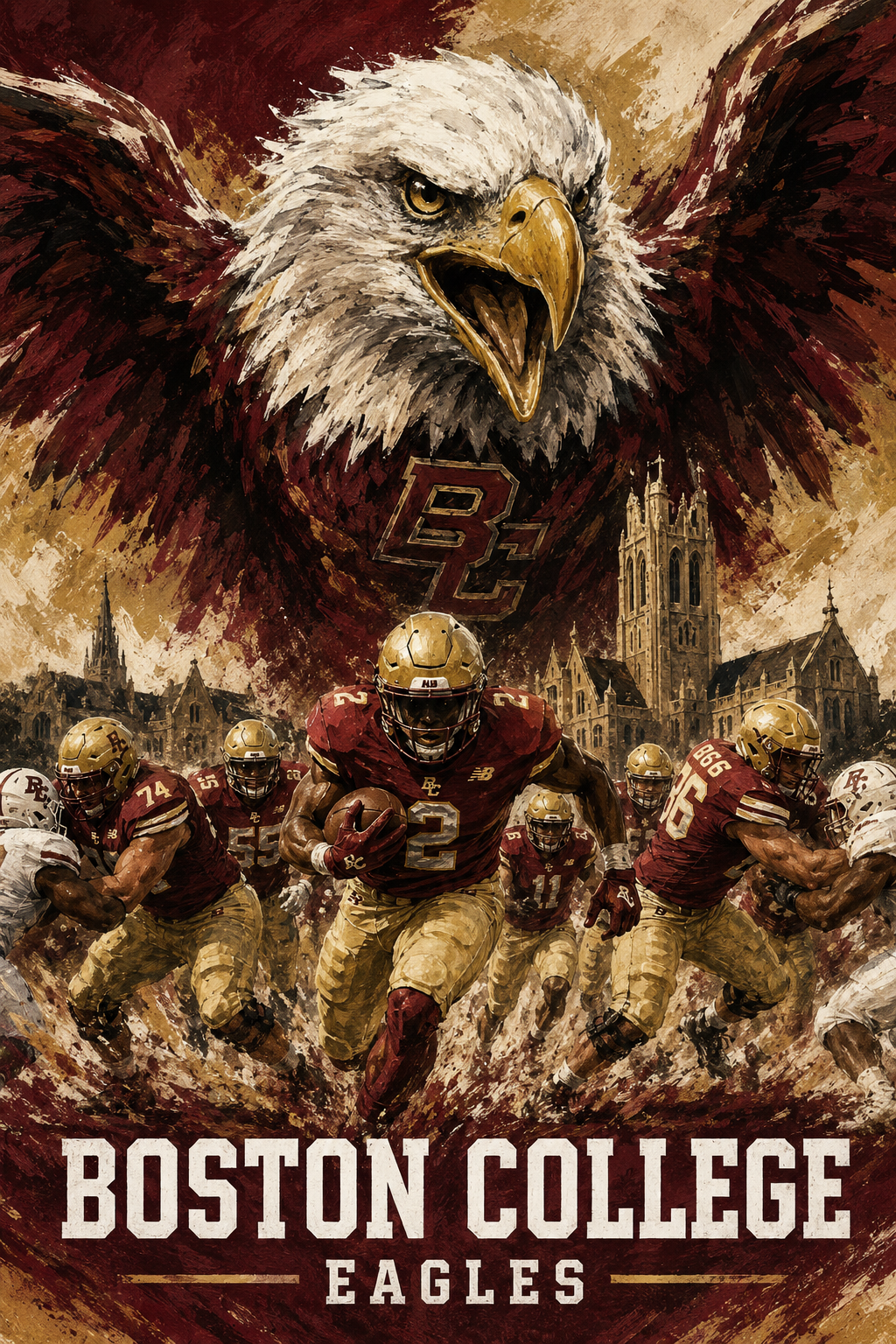 Boston College Eagles Football Eagle and Team Poster