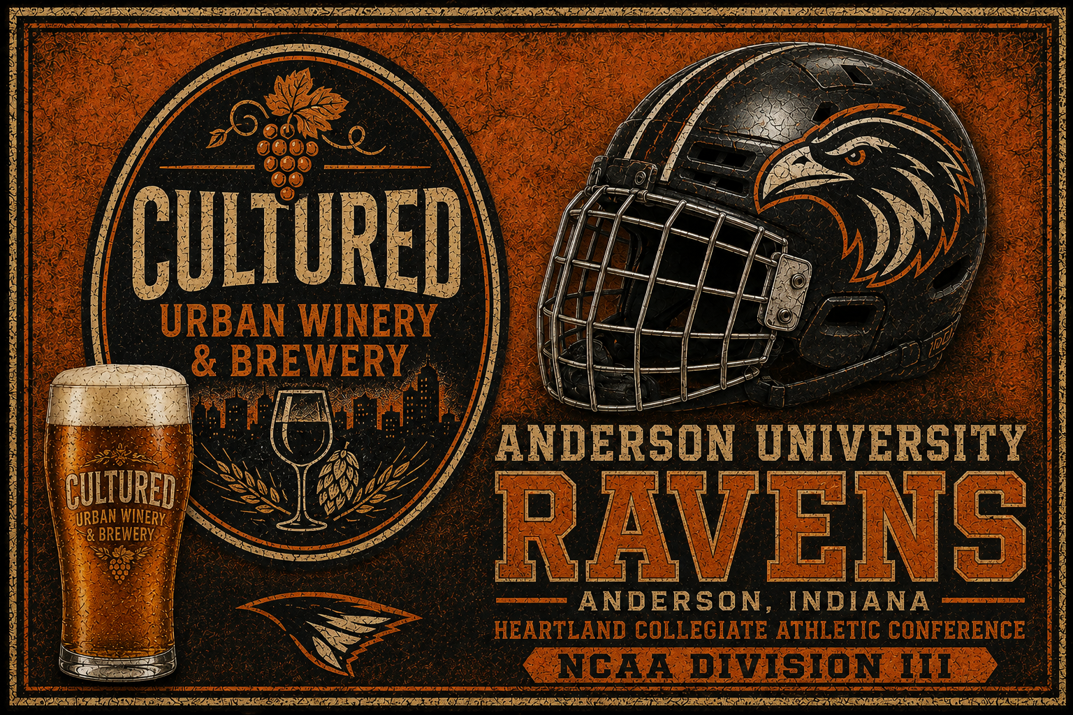 Anderson University Ravens Vintage-Style Brewery Wall Art