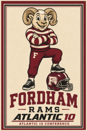 Fordham Rams Atlantic 10 Retro Ram Wall Art Print