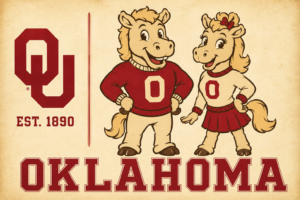Oklahoma-Style Cartoon Horse Couple Wall Art Print